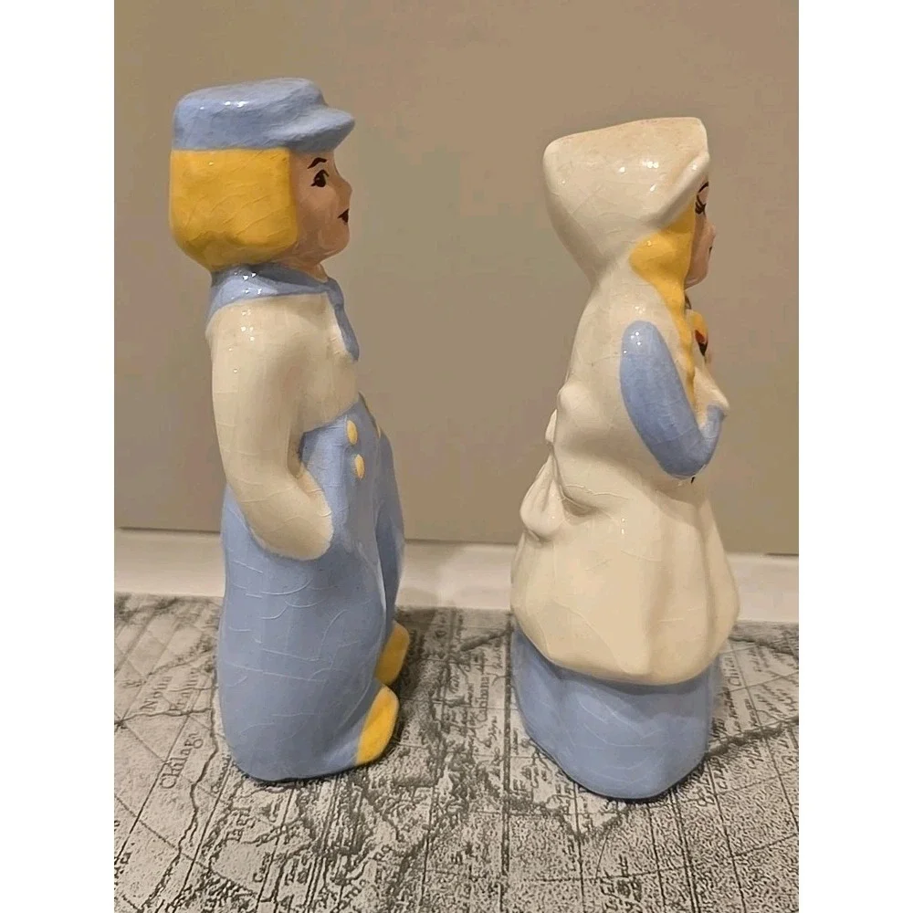 VTG 1940's MCM Ceramic Arts Studio Dutch Boy Girl Salt Pepper Shaker Cottagecore